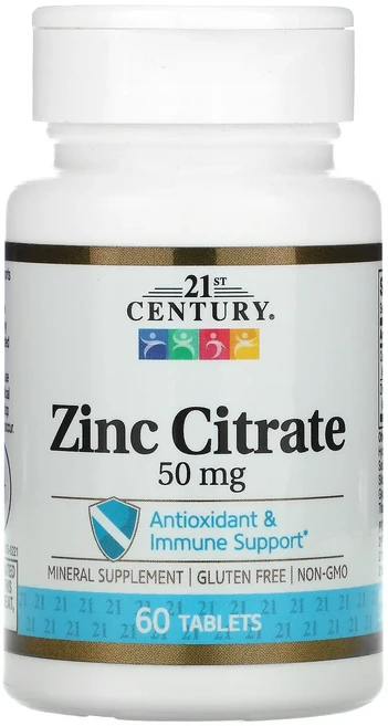 21st Century 시트르산 아연 50mg 60정, 1개 - 쿠팡