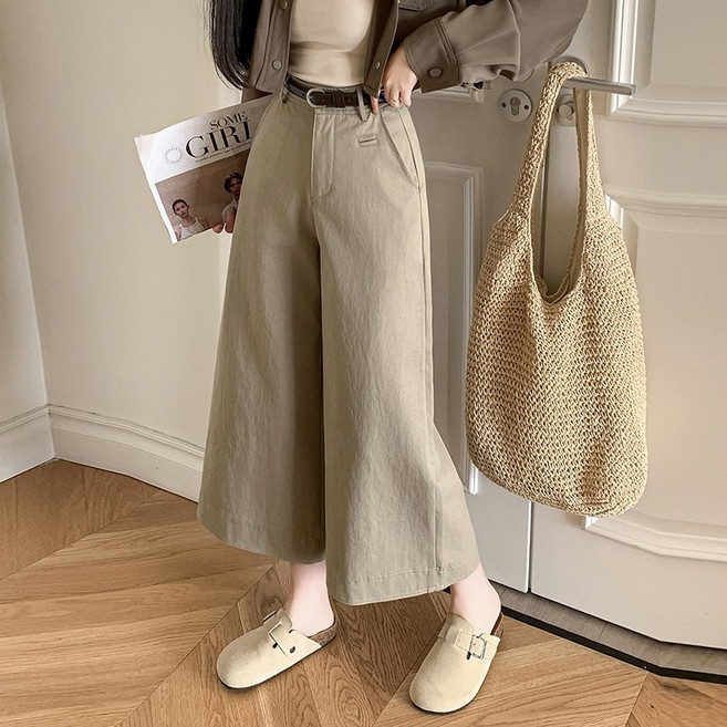 더블공주 하이웨스트 캐주얼 9부바지 팬츠(벨트 포함)