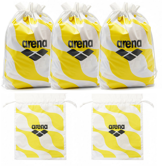아레나 비닐 복주머니 5개입 수영가방 손가방 목욕가방, 옐로우