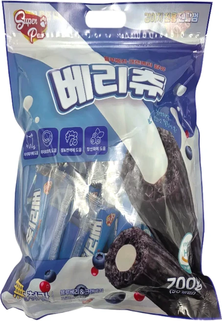 슈퍼포우 베리츄 강아지껌 14g*50개, 1개, 700g, 블루베리&크랜베리 - 쿠팡