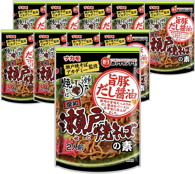 나카모 세토 야끼소바 소스 맛있는 돼지고기 육수 간장 맛 4개입, 10개, 80g