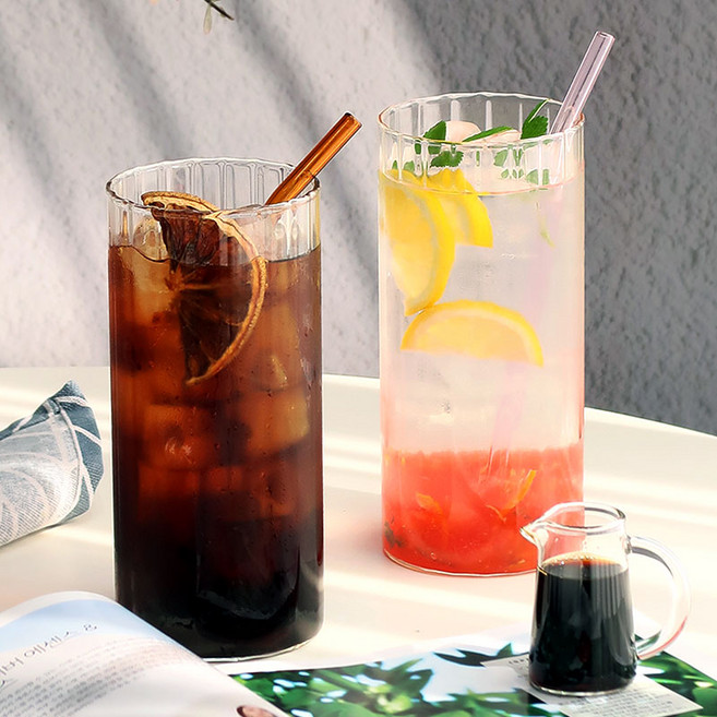 스텔라 플리츠 대용량 내열유리컵 750ml 하이볼잔, 2개, 투명