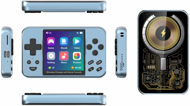 휴대용 게임 콘솔 Magsafe 무선 고속 충전 보조베터리 2-in-1 IPS 스크린 지원 10개 이상의 시뮬레이터 600, 04 Blue