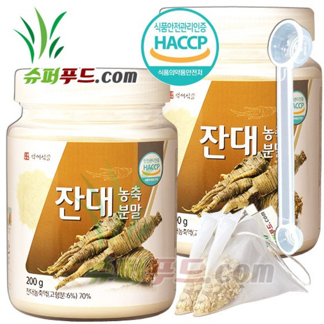 HACCP 식약처 인증 잔대 사삼 사포닌 베타카로틴 비타민 a 비타민c 칼륨 이눌린 잔대농축액 잔대농축분말 + 슈퍼푸드.com 연자육 티백, 200g, 2세트