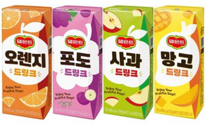 델몬트 드링크팩 190mlx24팩 4가지맛 총 96팩 망고 사과 포도 오렌지, 1개, 190ml