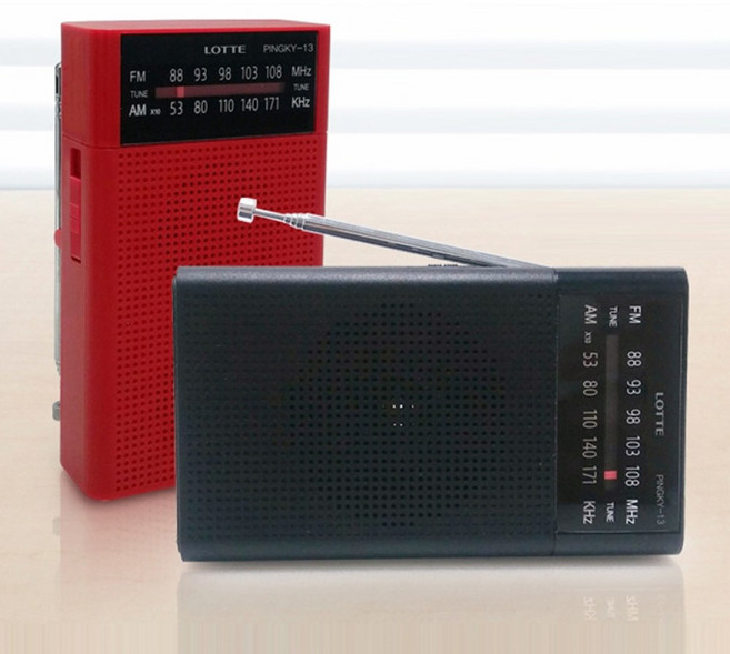 시골에서도 잘터지는 AM FM 라디오 / 가정용 캠핑 주파수 스피커 안테나 손, 레드