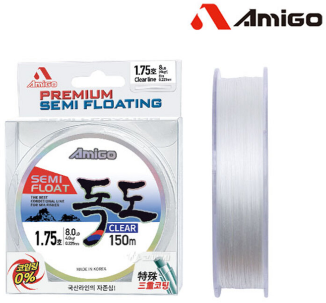 아미고 독도 클리어 세미플로트 150m 찌낚시줄 원줄, 3.5호, 1개