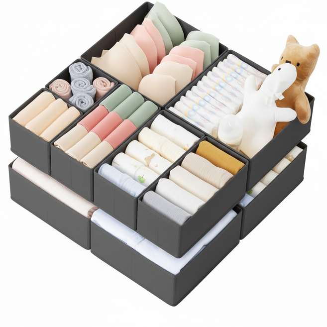베스트비비 프리미엄 속옷 양말 정리함, 다크그레이