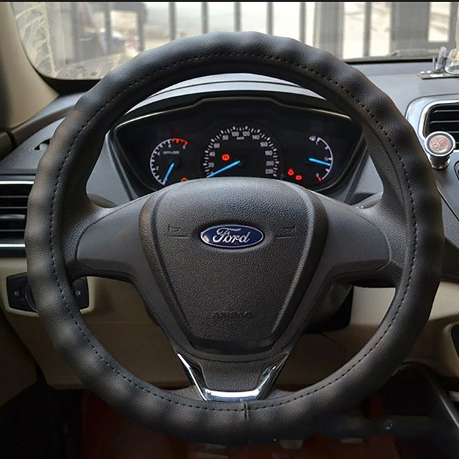 자동차 핸들커버 차량용 원형 웨이브 원형 웨이브 사계절, 블랙