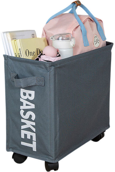 델라무드 책상 밑 이동식 수납 바퀴 바구니 28리터, 다크 그레이, 1개