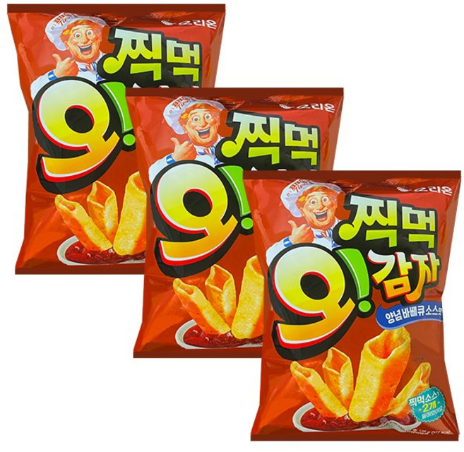 오리온 찍먹 오감자 양념바베큐소스맛, 3개, 136g