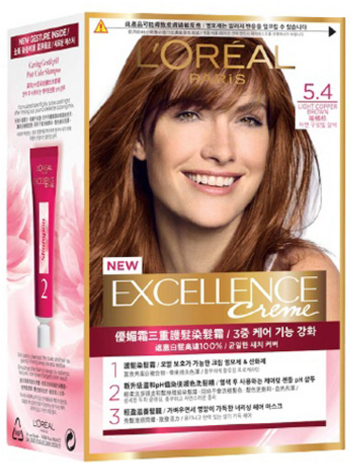 L'OREAL PARiS 巴黎萊雅 卓越乳霜染髮劑 - 5.4 號淺棕色, 1個, 淺銅棕色