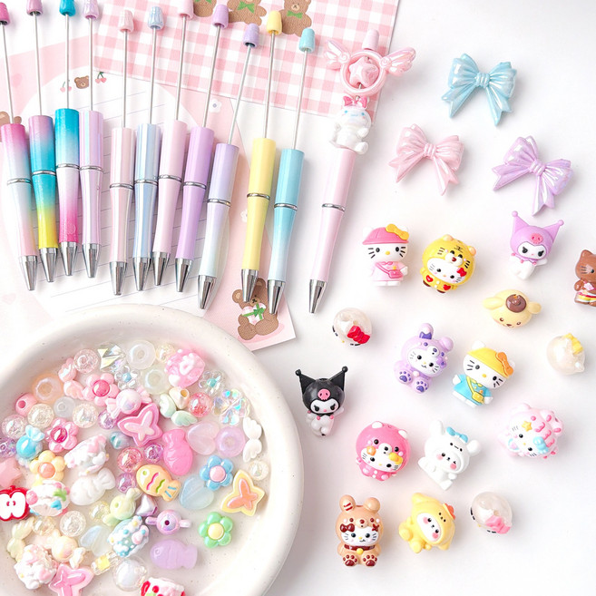 밍블밍블 볼펜 꾸미기 3~5개 키트 세트 캐릭터 비즈 볼펜 볼꾸 동대문 DIY 재료, 캐릭터 3종, 1세트
