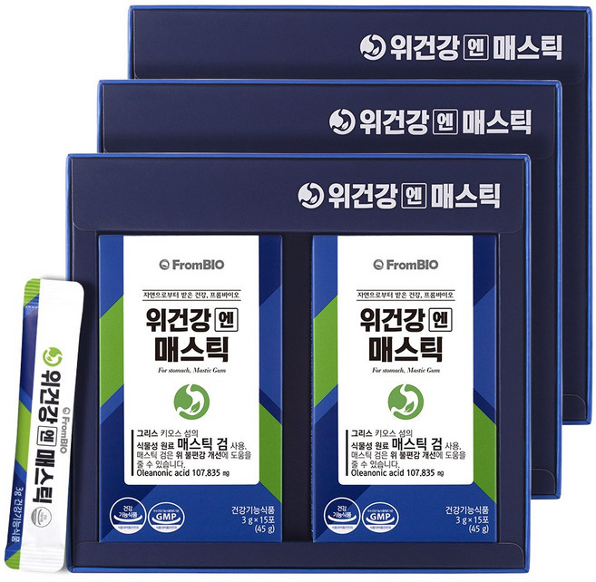 프롬바이오 위건강엔 매스틱 국내 단독 식약처 개별인정형원료 1일 섭취량 100%, 90g, 3박스