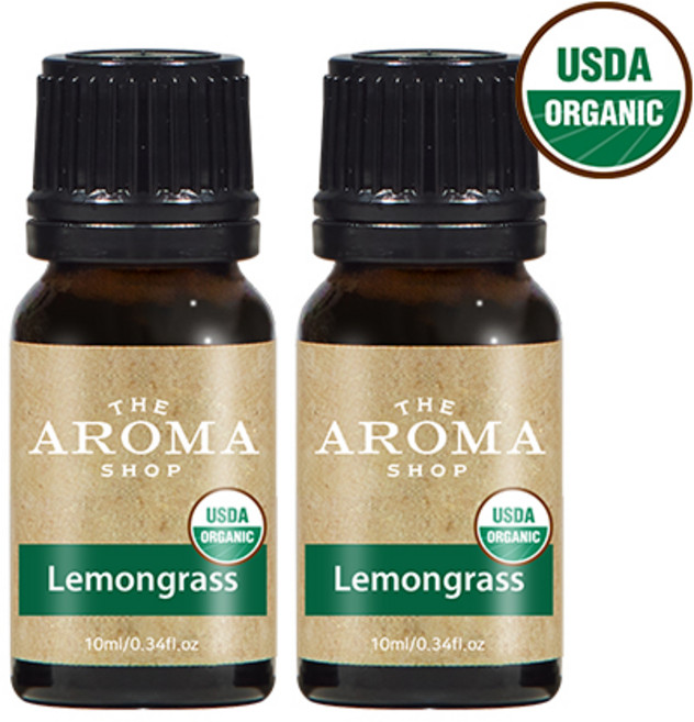 더아로마샵 USDA 유기농 에센셜오일 디퓨저 아로마테라피 숙면 힐링, 2개, 10ml, 레몬그라스 유기농 에센셜오일