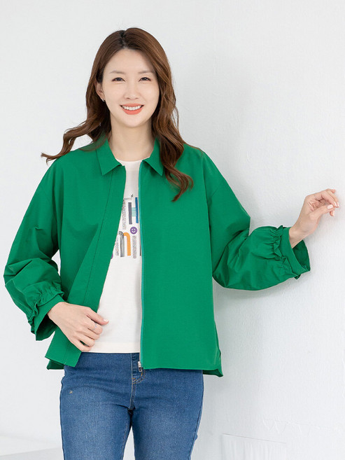 모슬린 엄마옷 점퍼 카라 면 A라인 셔링 603FGH004 마담/중년여성/빅사이즈/50대/60대