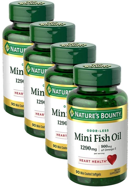 네이처스 바운티 피쉬오일 1290mg 오메가3 미니 소프트젤 무취 Nature's Bounty Fish Oil Omega-3 mini, 90정, 4개 - 쿠팡