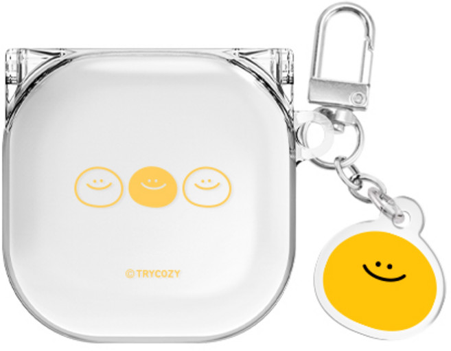 말랑말랑 드로잉 패턴 버즈라이브/버즈프로/버즈2/버즈2프로/FE(공용) 클리어 케이스 키링 세트, 말랑말랑 드로잉 패턴_만족이, 버즈라이브(공용)