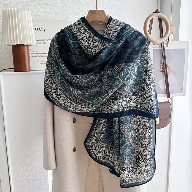 소울린느 보헤미안 자카드 린넨 아사면 롱사이즈 스카프 (4colors)