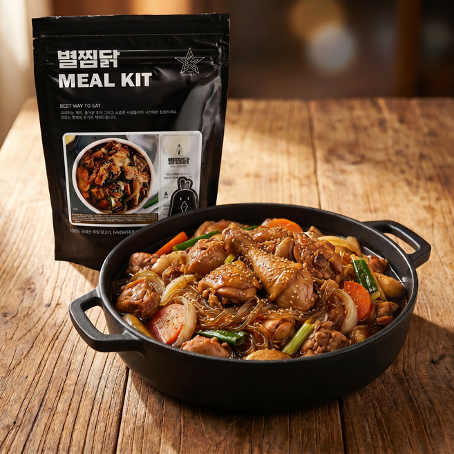 별찜닭 국내산 하림닭살 뼈찜닭 밀키트 안동찜닭 간장찜닭, 1.1kg, 1개