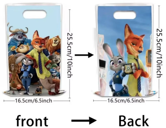 주토피아 닉과 주디 파티 장식 일회용 식기 세트 테이블보 배너 케이크 토퍼 풍선 생일 용품, 34 10pcs Gift Bag