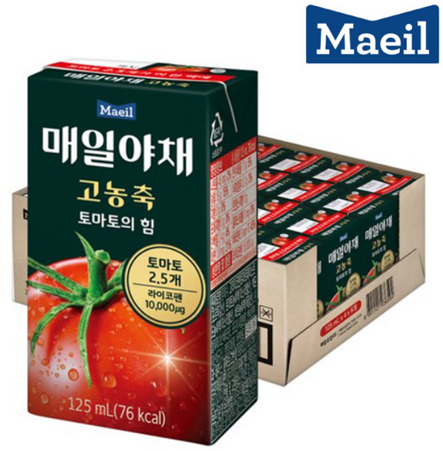 매일 야채 고농축 토마토의 힘 고라이코펜함유 주스 125mlX24팩, 125ml, 24개
