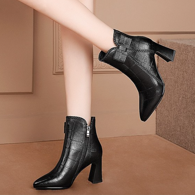 빈티지 사이드 리본 스티치 숏 부츠 K427