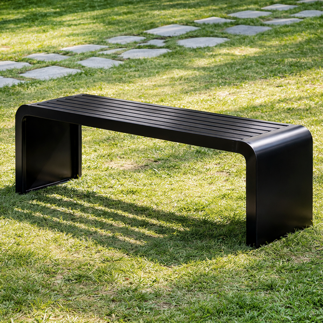 [당일출고] 비비드 150cm 야외벤치 정원벤치 카페 테라스 포토존 대기 벤치의자 철제 공원 웨이팅벤치, 블랙