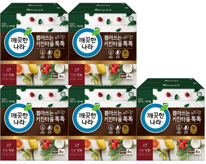 깨끗한나라 뽑아쓰는 키친타올 150매 X 4팩 5개, 4개입