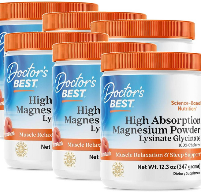 닥터스베스트 마그네슘 파우더 복숭아맛 Doctor's Best Magnesium Powder Sweet Peach, 6개, 347g