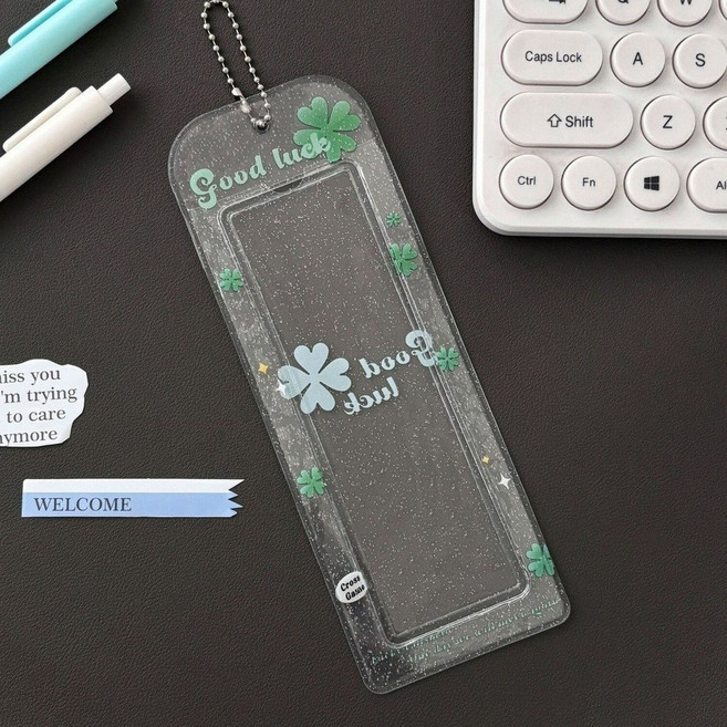 포근라이프 네컷사진 홀더 케이스 키링, 행운 클로버