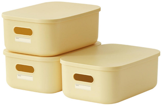 네이쳐리빙 모노블 팬트리 수납 정리함 리빙박스 일반형 하프S 버터, 네이쳐리빙 모노블 팬트리 수납 정리함 리빙박스 일반형(, 3개