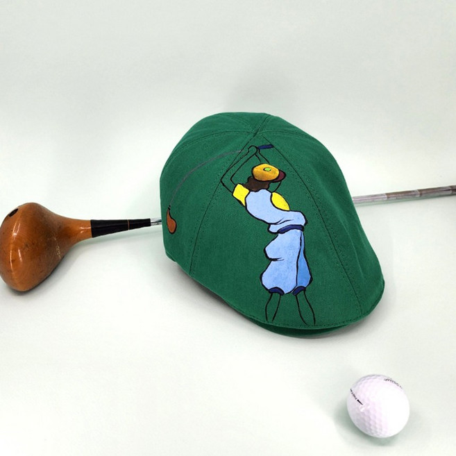 컬러풀 헌팅캡 베레모 디셈보 마도로스 골프헌팅캡 남녀공용 골퍼햇 뒷밴딩조절, 1개, 진초록