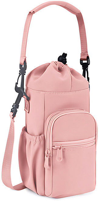 이중지퍼 보온보냉 텀블러 크로스백 물병 가방, 1개, 핑크