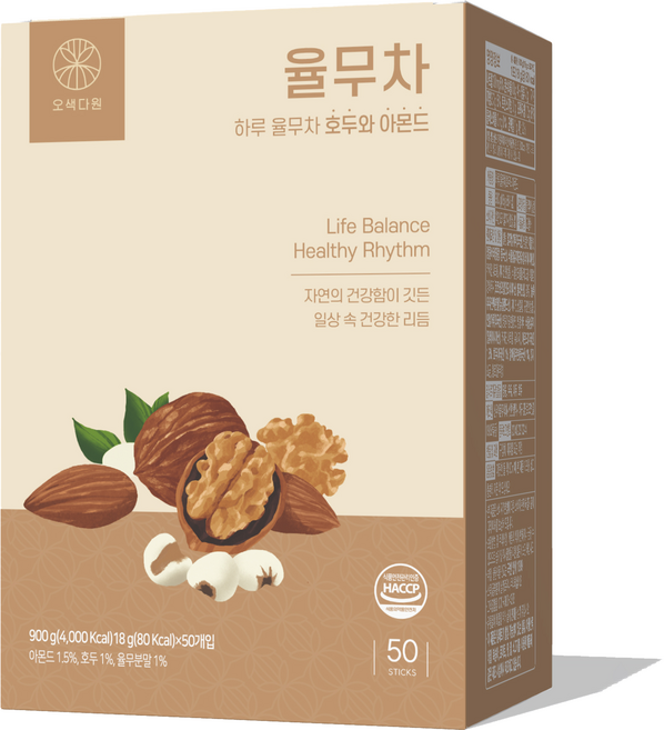 오색다원 하루 율무차, 1개, 50개입, 18g