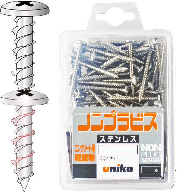 유니카 논프라피스 석고 콘크리트 나사 직결 칼블럭, 4파이 와셔 PWS432 4x32mm 95p