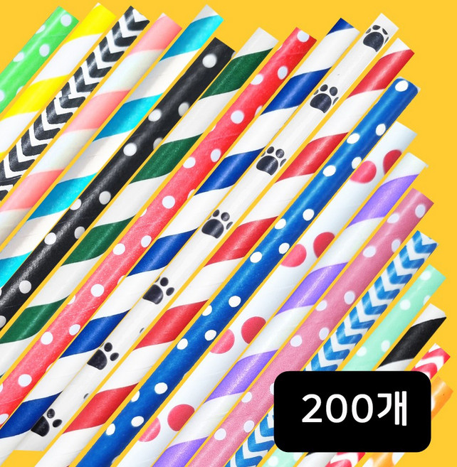 빌리에코 디자인 종이빨대 혼합 여러가지 디자인이 골고루, 2개, 100개