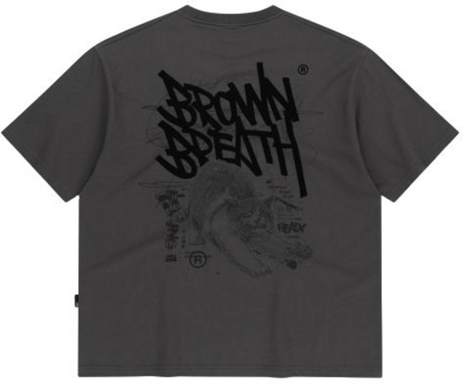 국내매장상품 BROWNBREATH 브라운브레스 반팔티 KITTY TAG TEE - CHARCOAL 395680