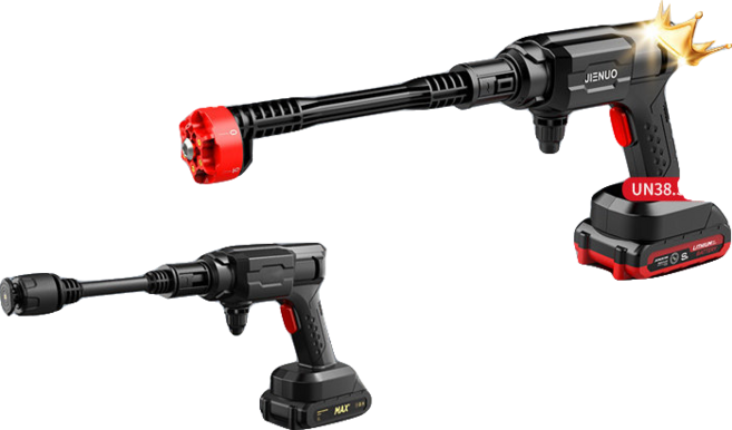 Jienuo 無線高壓清洗機, 黑色, 【六合一噴頭-標準款】1塊 Type-C快充電池+5米水管