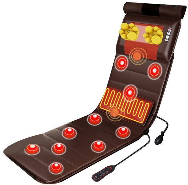 Smabat 스트레칭 안마매트 온열마사지 누워서 하는 안마기 매트 전신마사지 에어백 부모님 선물, 브라운(PU), Smabat-7089