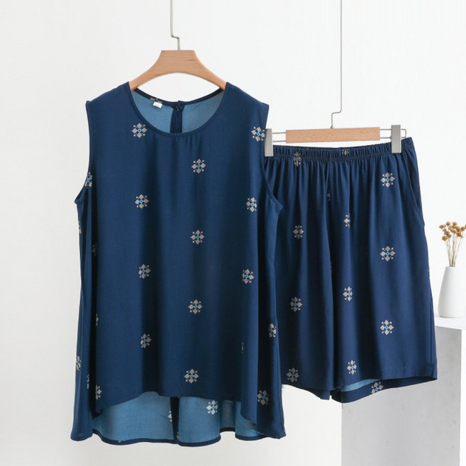 아르앤유 여름 냉감 민소매 상하세트 여성 홈웨어 빅사이즈 잠옷