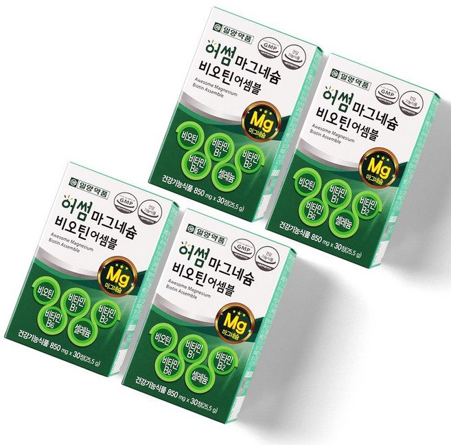 일양약품 마그네슘 비오틴 비타민B 영양제 25.5g, 30정, 4개