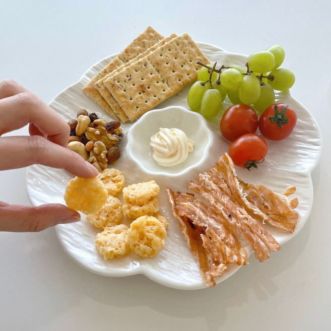 A의취향 플라워 플래터, 1개, 화이트