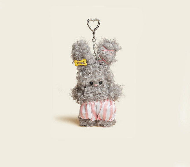 뽀글이 아기 토끼 하트 버니 인형 키링 가방고리