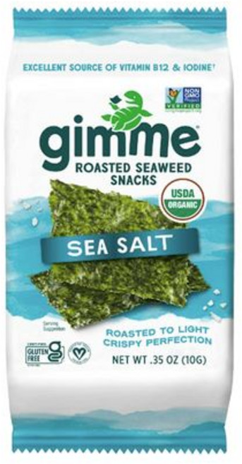 김미 해초 유기농 구운 김 시트 - 바다 소금 - 10g 공 Gimme Seaweed Organic Premium Roasted Seaweed Snacks Sea Salt 10, #1 바다소금, 1개