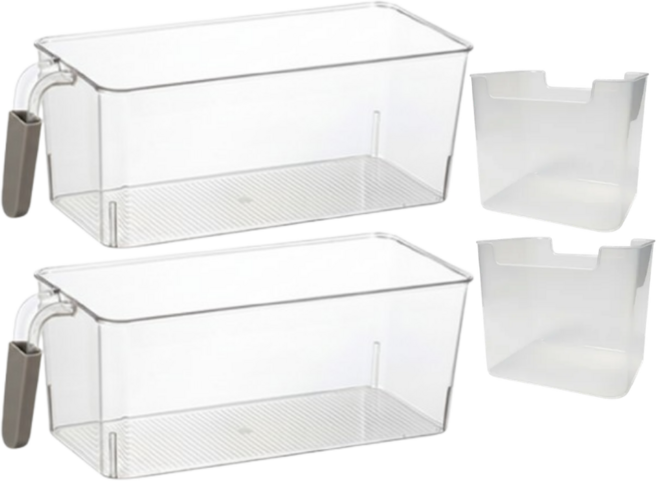 다용도 수납정리함 4종세트 손잡이 투명, 1개