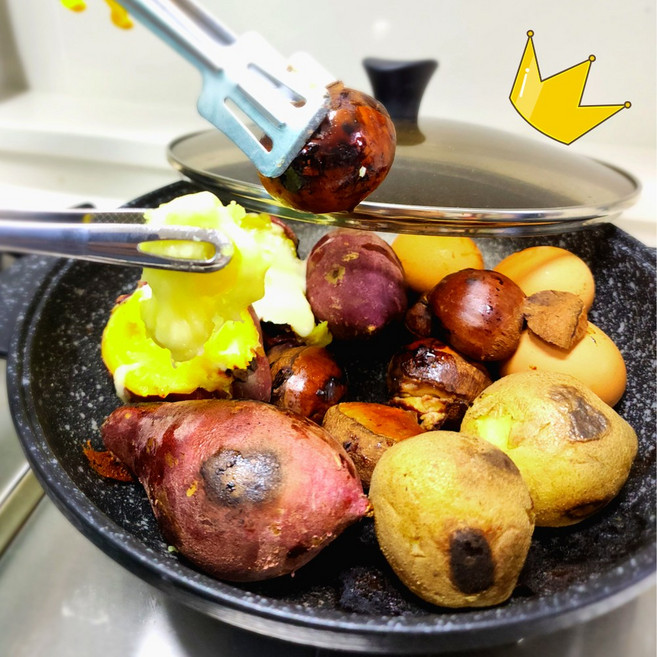 써니 가스렌지용 요술팬 고구마냄비 물이 필요없는 직화 군고구마팬 군고구마냄비 26cm 28cm 30cm 무수분냄비, 써니 투명뚜껑, 1개