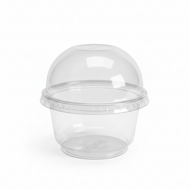 키친코디 컵과일용기 7oz 돔뚜껑 92파이 일회용 투명컵 떡포장 용기, 1세트, 100개