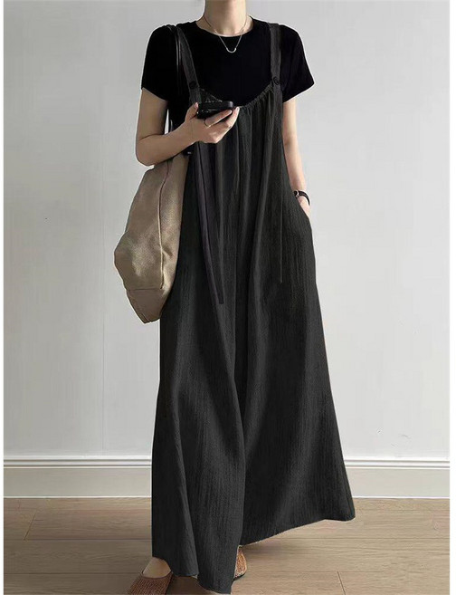 ZAJA 여성 와이드 점프수트 루즈핏 린넨 시원한 여름 데일리룩