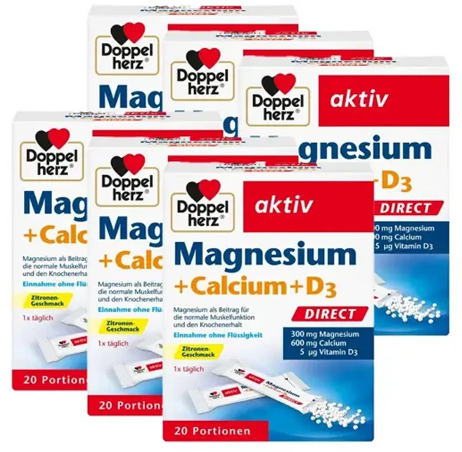 독일 내수용 도펠헤르츠 마칼디(마그네슘+칼슘+비타민D3) 다이렉트 20포, 20회분, 6개 - 쿠팡